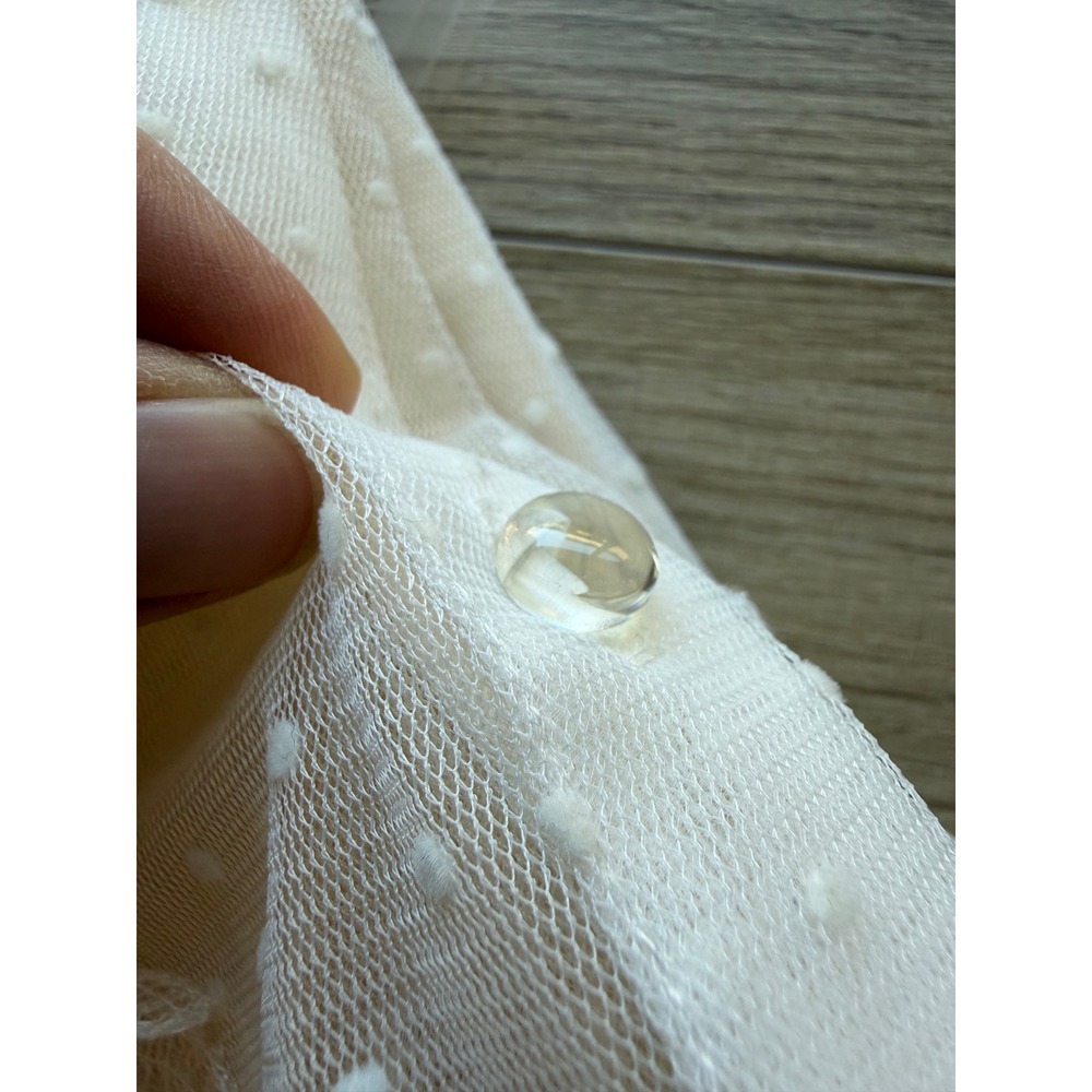 Women's White Sheer Lace Swiss Dot Blouse Small Romantic Victorian bride bridal - Picture 7 of 12